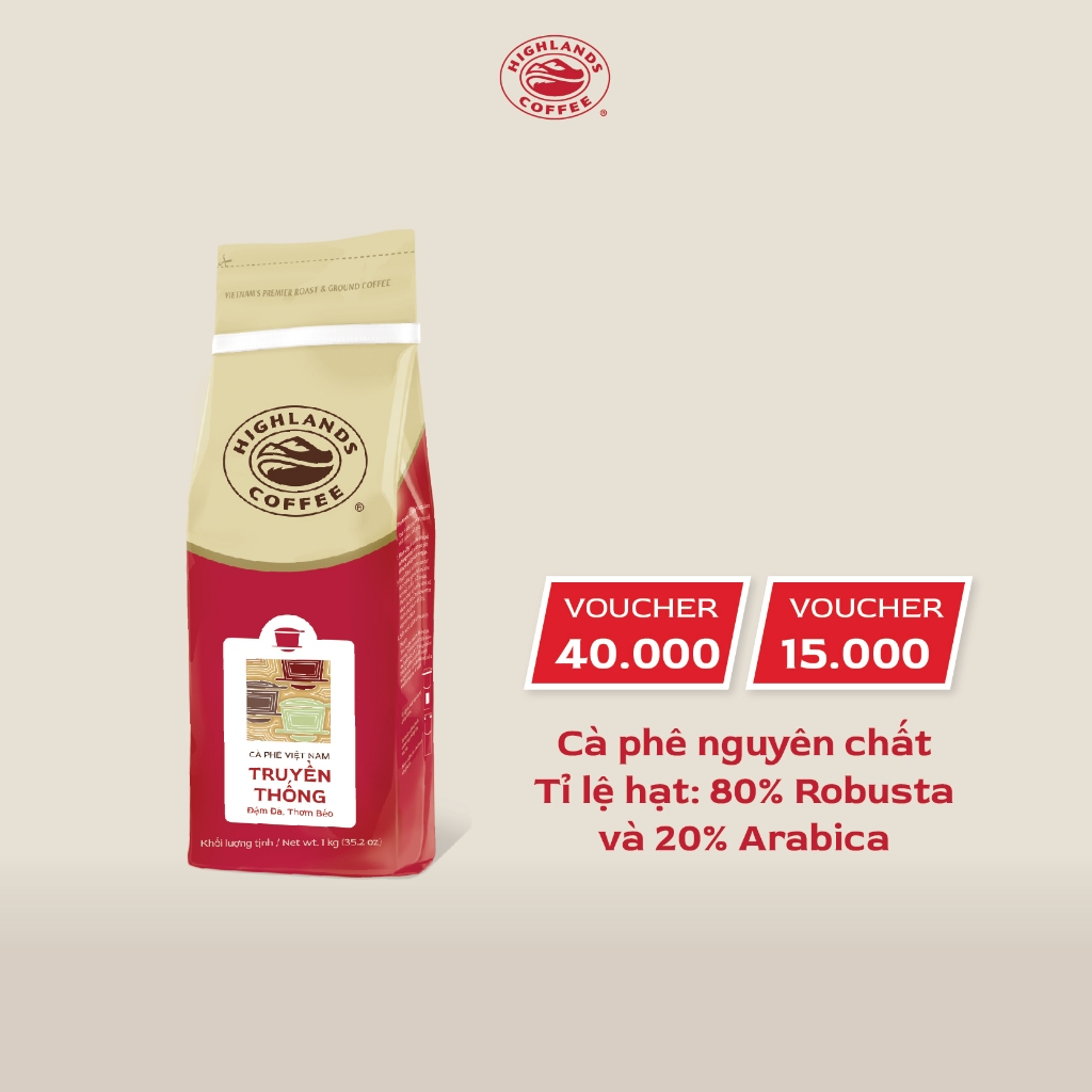 Ảnh Mua 2 tặng 1- Combo 2 Cà Phê Bột Truyền Thống Highlands Coffee 1Kg tặng 1 gói 200gr (quà tại giỏ hàng) 1