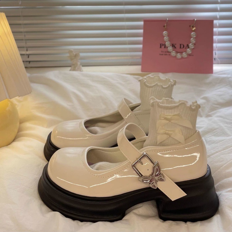 🔥Còn hàng🔥Giày búp bê nữ đế cao 5p,Giày babydoll 5cm Giày công chúa Đế dày, trắng và đen(35-40)