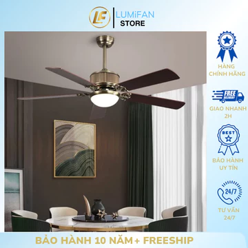 Quạt Đèn Trần Trang Trí LumiFan, Sải Cánh 1m4, Quạt Trần Đèn Decor, Quạt Trần Trang Trí Phòng Khách
