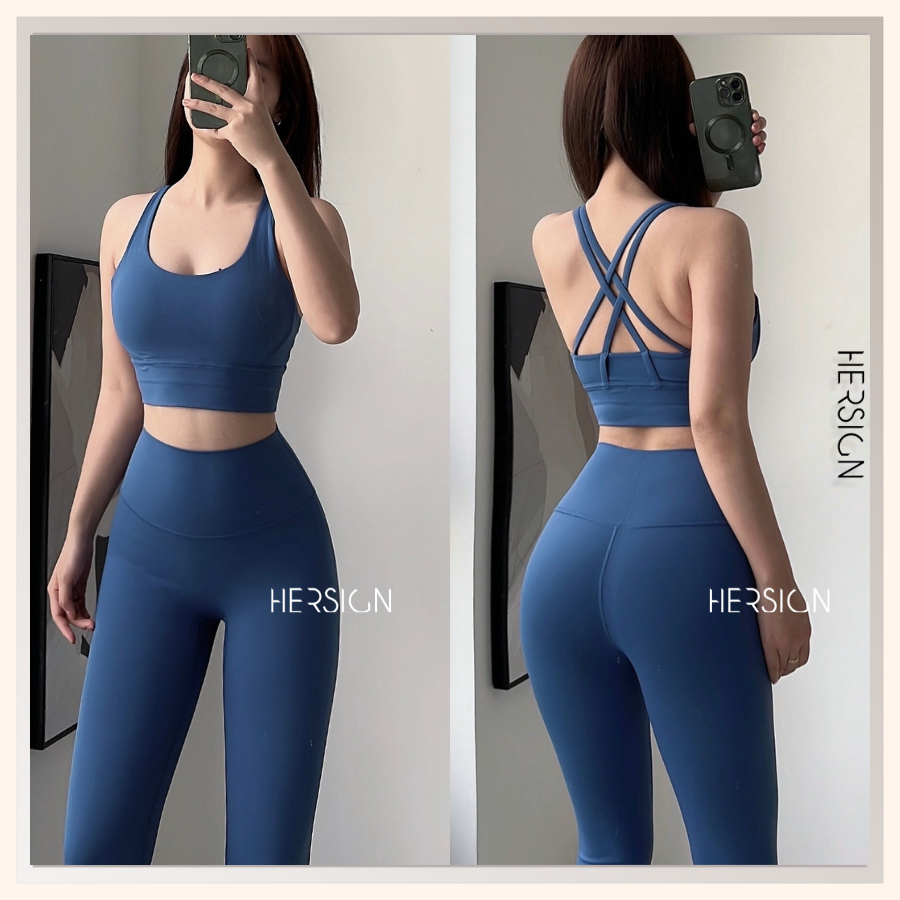 Set đồ tập gym nữ Đồ tập yoga nữ cao cấp Áo bra chéo lưng quần legging HERSIGN-SET167 BST HERSIGN CORELYNE