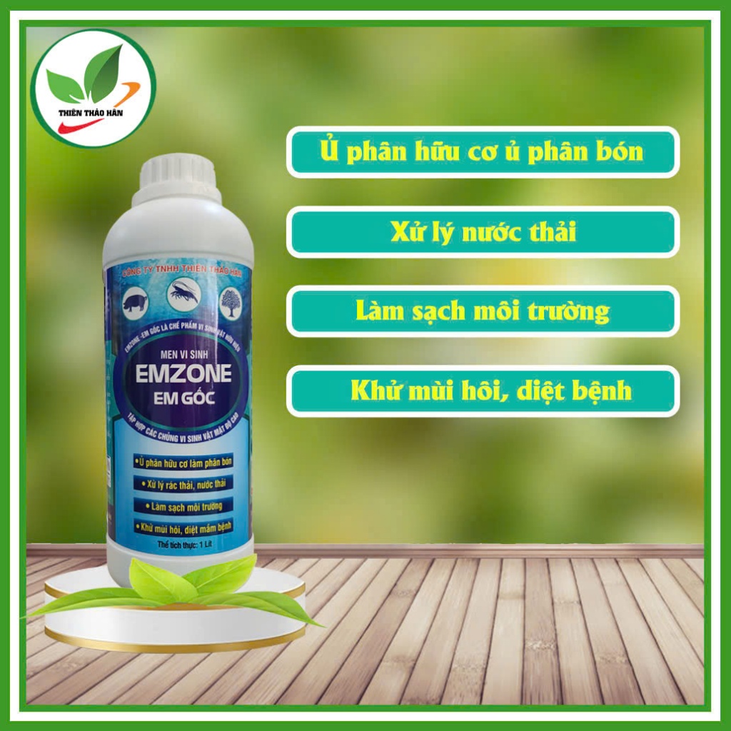 Men vi sinh EMZONE - EM GỐC, ủ phân hữu cơ làm phân bón. khử mùi hôi. Chai 1L