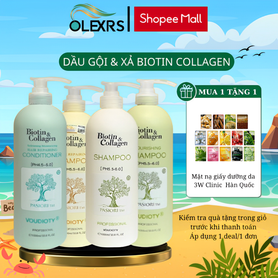 Ảnh Cặp Gội Xả BIOTIN COLLAGEN VOUDIOTY Giảm Rụng Tóc, Phục Hồi Hư Tổn, Giảm Gàu 500/1000ml 1