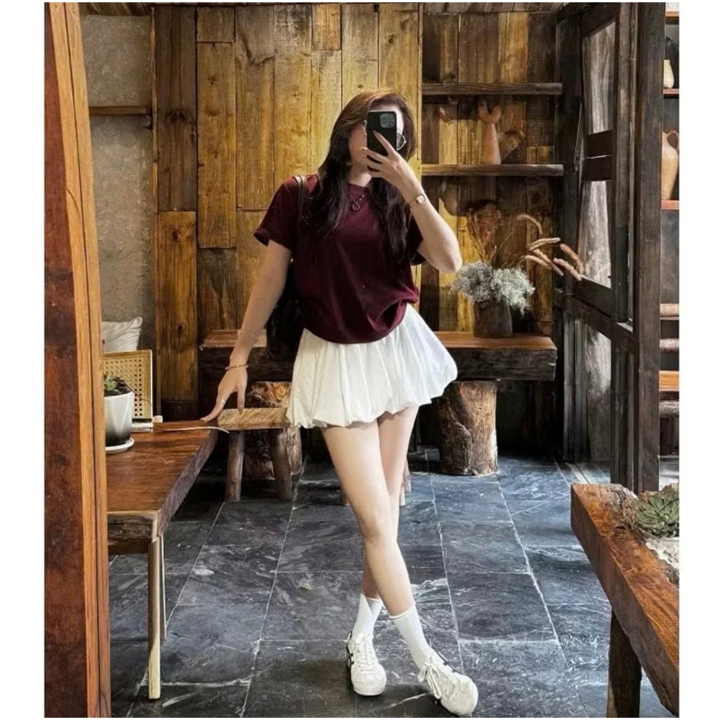 Chân váy bí dáng xòe có quần trong basic dễ phối đồ LABEL V14