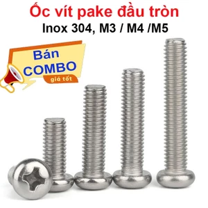 Ốc Vít pake đầu tròn M3 inox 304 dài 6-50mm