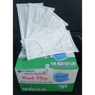 Khẩu trang y tế 4 lớp kháng khuẩn. Hộp 50 cái