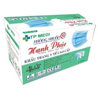 Khẩu trang y tế 4 lớp kháng khuẩn. Hộp 50 cái