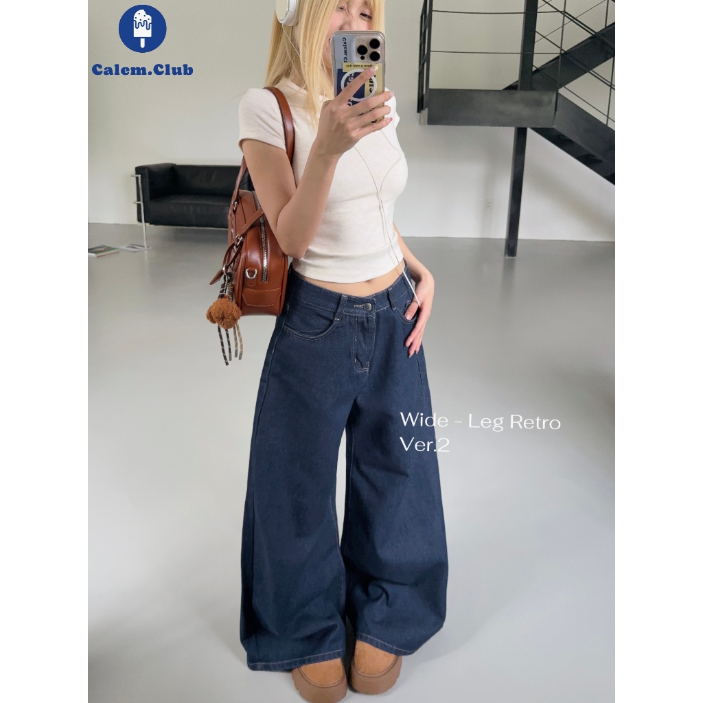 Calem.Club - Quần Jeans Ống Rộng Ver 2 WIDE LEG tôn dáng cạp cao form unisex nam nữ quần jean nữ | BigBuy360 - bigbuy360.vn