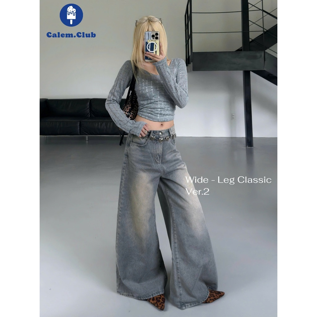 Calem.Club - Quần Jeans Ống Rộng Ver 2 WIDE LEG tôn dáng cạp cao form unisex nam nữ quần jean nữ | BigBuy360 - bigbuy360.vn