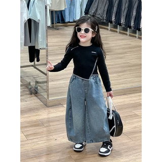 sẵn set 100,110 áo 90 quần 140-(order quảng châu) set áo thun dài tay phối quần jeans ống xuông cao cấp cho bé