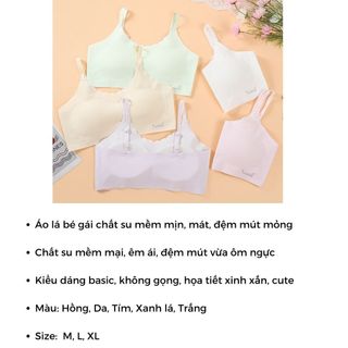 Áo lót lá nữ học sinh tuổi dậy thì chất su mềm mịn Áo bra nữ đệm mút mỏng họa tiết xinh DEVARI B7133