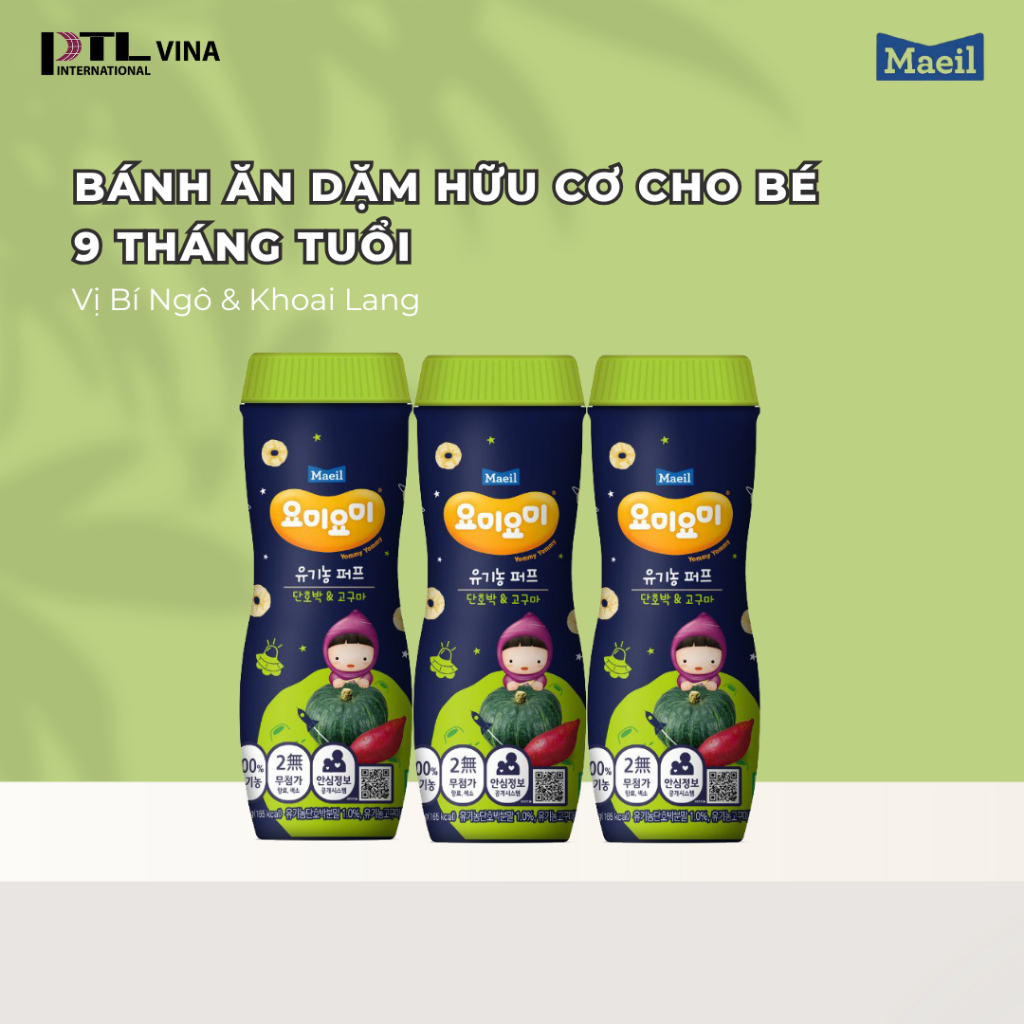 Ảnh Bánh ăn dặm MAEIL Yommy Yommy Hàn Quốc vị bí ngô khoai lang, hữu cơ, tự nhiên và bổ sung canxi 1