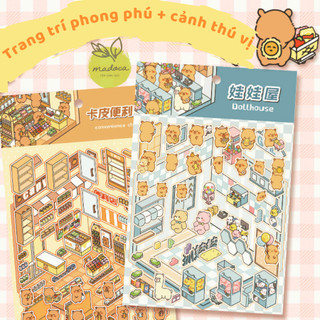 [TỔNG HỢP] Sticker 3D Chủ Đề Capybara, Thú Cưng, Cửa Hàng Mini - Dán Sổ Tay, Điện Thoại, Decor Cute