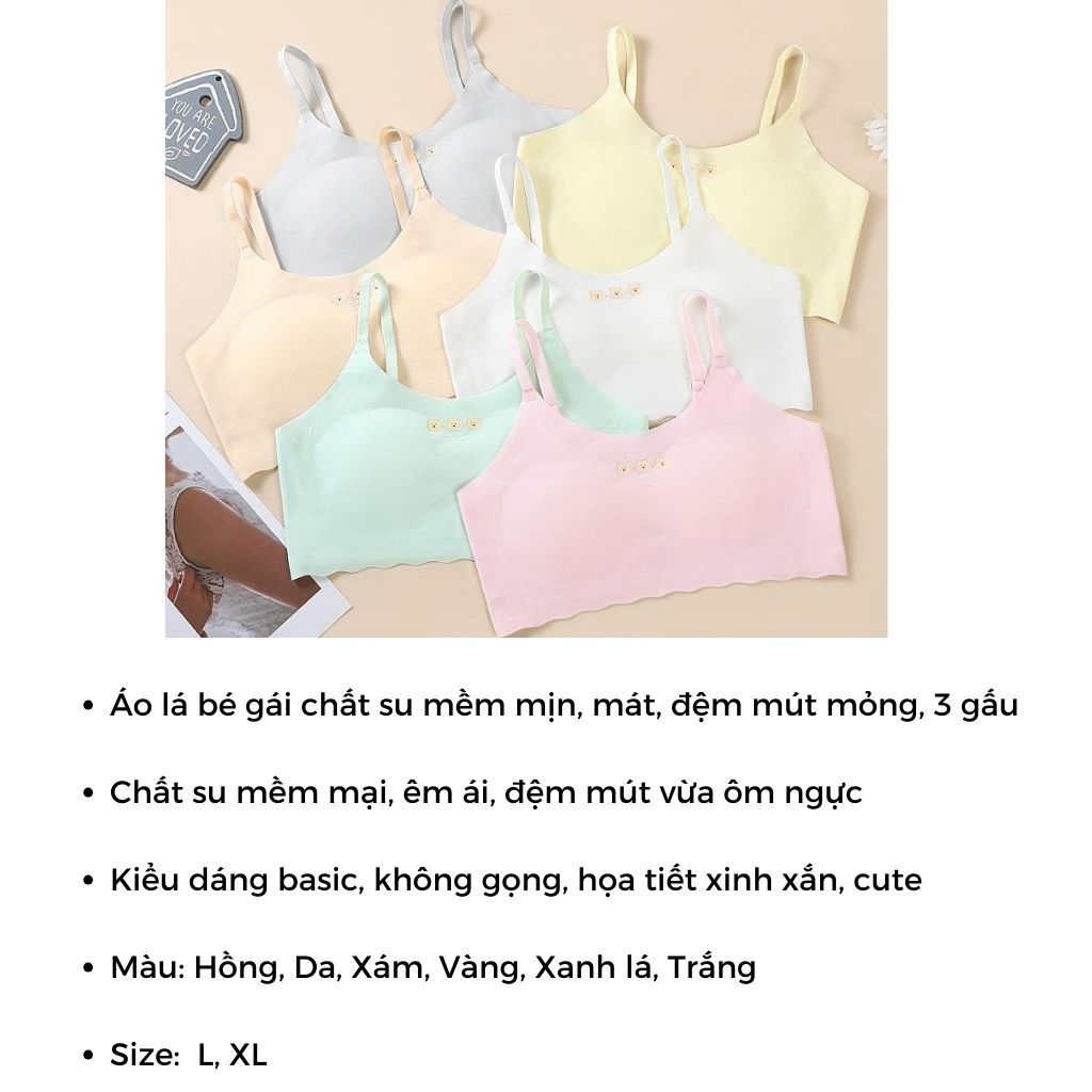 COMBO 3 Áo lót lá nữ học sinh thì đúc su mềm mại mút mỏng thoáng khí họa tiết cute  B7122