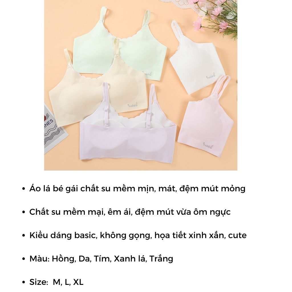 Áo lá nữ học sinh tuổi dậy thì chất su đệm mỏng ôm ngực, Áo lót bra nữ họa tiết cute LANIXA B7133