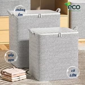 Túi Đựng Quần Áo Chăn Màn Cỡ Lớn Chống Thấm, Túi Vải Gấp Gọn Có Quai Xách Tiện Lợi Khi Chuyển Nhà