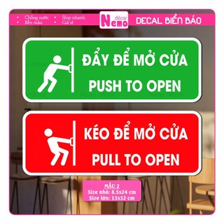 Decal Kéo Đẩy Pull Push, Bảng Kéo Đẩy Dán Cửa Kính, Gỗ, Nhựa, Sticker Decor Trang Trí Cửa Ra Vào, Kháng Nước, Chống Nắng