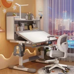 Bàn học trẻ em E06 Có kệ sách mới cho bé Nâng cấp ghế xoay 360 độ có bánh xe Nâng hạ linh hoạt — ảnh 3