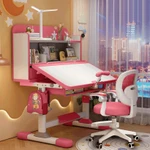 Bàn học trẻ em E06 Có kệ sách mới cho bé Nâng cấp ghế xoay 360 độ có bánh xe Nâng hạ linh hoạt — ảnh 5