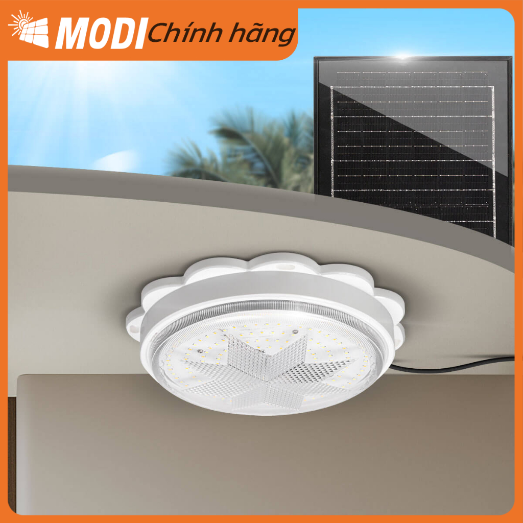 Ảnh Đèn Ốp Trần Năng Lượng Mặt Trời MODI SOLAR, Đèn Led Ốp Trần 3 Màu Ánh Sáng, Điều Khiển Từ Xa 3