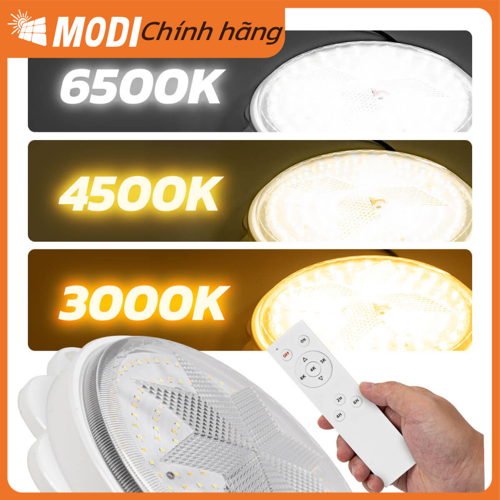 Ảnh Đèn Ốp Trần Năng Lượng Mặt Trời MODI SOLAR, Đèn Led Ốp Trần 3 Màu Ánh Sáng, Điều Khiển Từ Xa 2