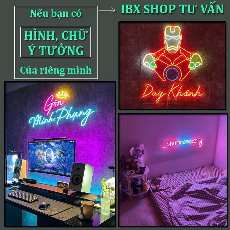 Đèn Led Neon theo yêu cầu theo tên chữ decor trang trí phòng ngủ dán ...