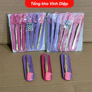 Nhíp nhổ lông, tóc bạc kèm nắp nhựa kiêm lược chải lông mày sạch sẽ tiện dụng