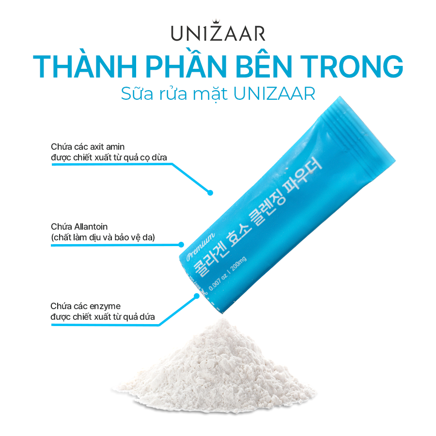 Ảnh Bột rửa mặt UNIZAAR – Bí quyết làm sạch da từ Hàn Quốc (3 gói, 200mg/gói) 2