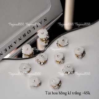 Túi Phụ Kiện Hoa Hồng Mix Ngọc – Trang Trí Móng Trắng Hồng Sang Trọng, Đẹp Mắt