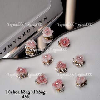 Túi Phụ Kiện Hoa Hồng Mix Ngọc – Trang Trí Móng Trắng Hồng Sang Trọng, Đẹp Mắt