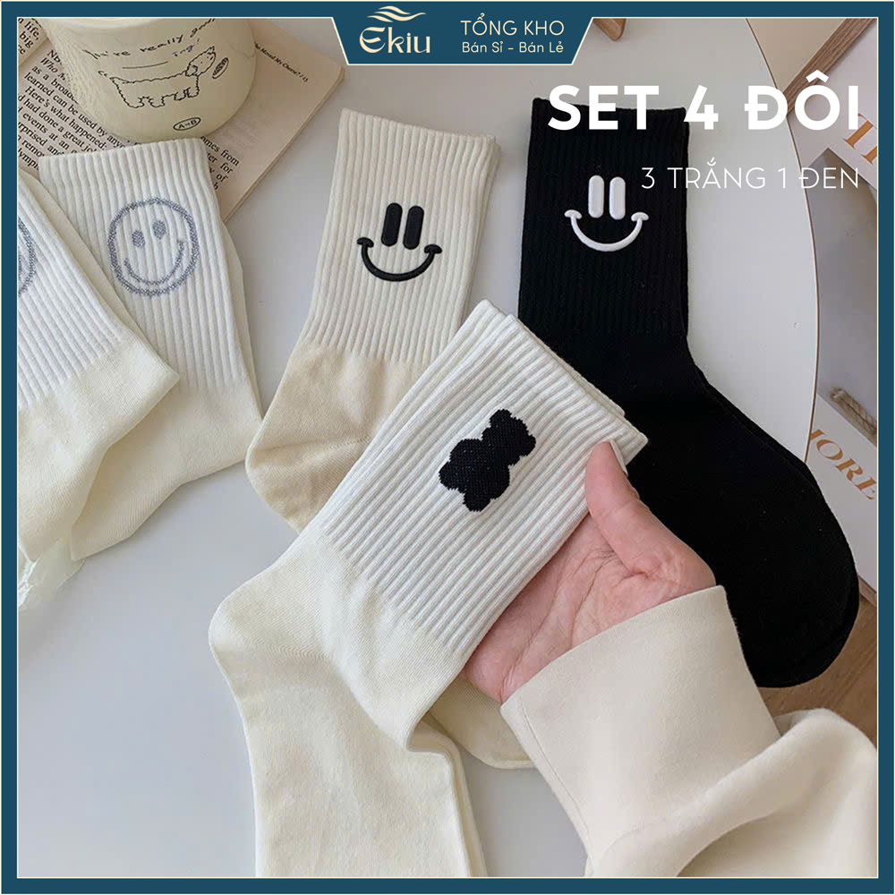 Tất vớ cổ cao phong cách unisex basic, chất liệu cotton co giãn 4 chiều thoáng khí - Ekiu Shop