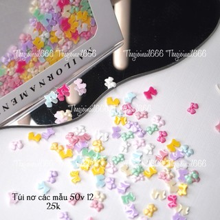 Túi Phụ Kiện Nơ Nhựa Mini Mix Màu 50V – Trang Trí Móng Đa Dạng, Dễ Dùng, Tạo Điểm Nhấn