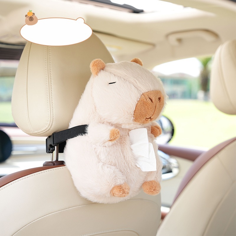 Hộp đựng khăn giấy trên ô tô  hình  con chuột túi Capybara dễ thương, sáng tạo