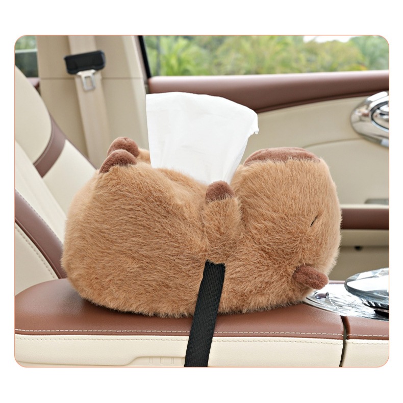 Hộp đựng khăn giấy trên ô tô  hình  con chuột túi Capybara dễ thương, sáng tạo