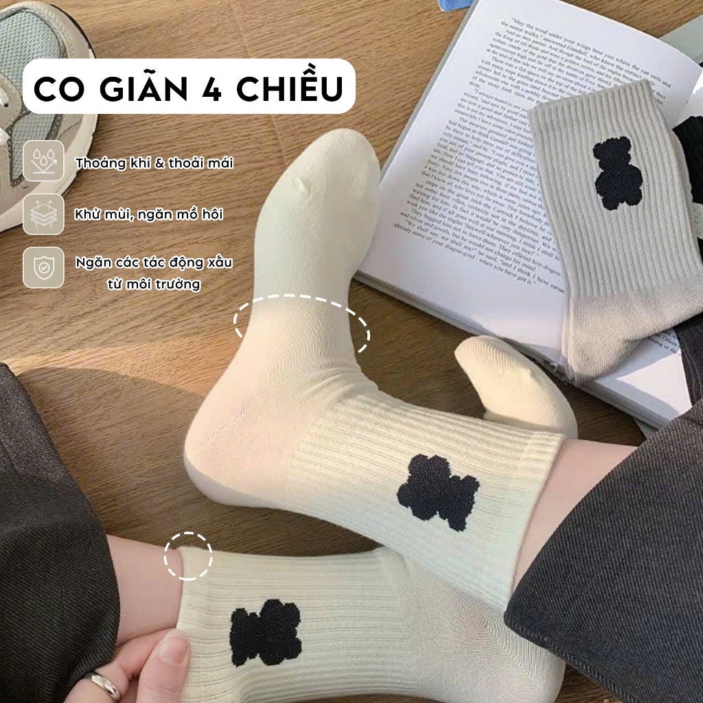 Tất vớ cổ cao phong cách unisex basic, chất liệu cotton co giãn 4 chiều thoáng khí - Ekiu Shop