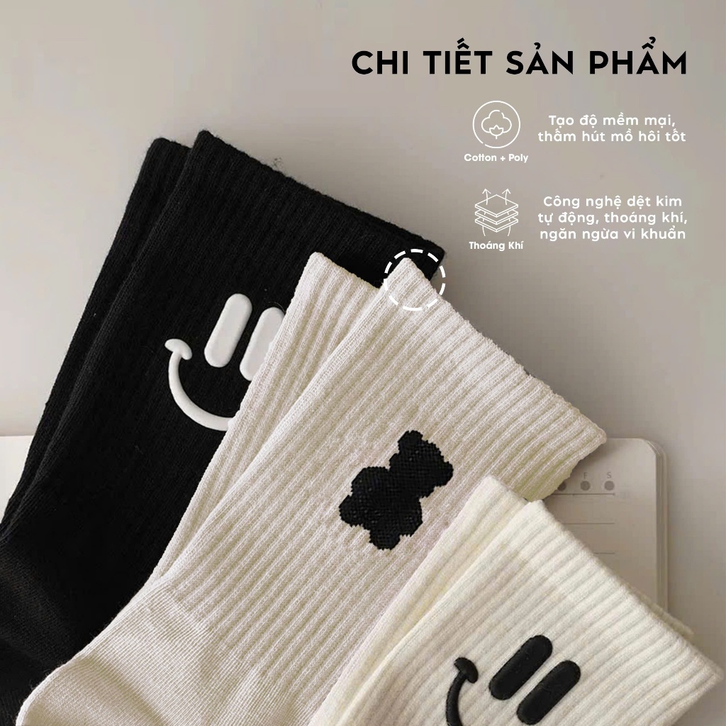 Tất vớ cổ cao phong cách unisex basic, chất liệu cotton co giãn 4 chiều thoáng khí - Ekiu Shop