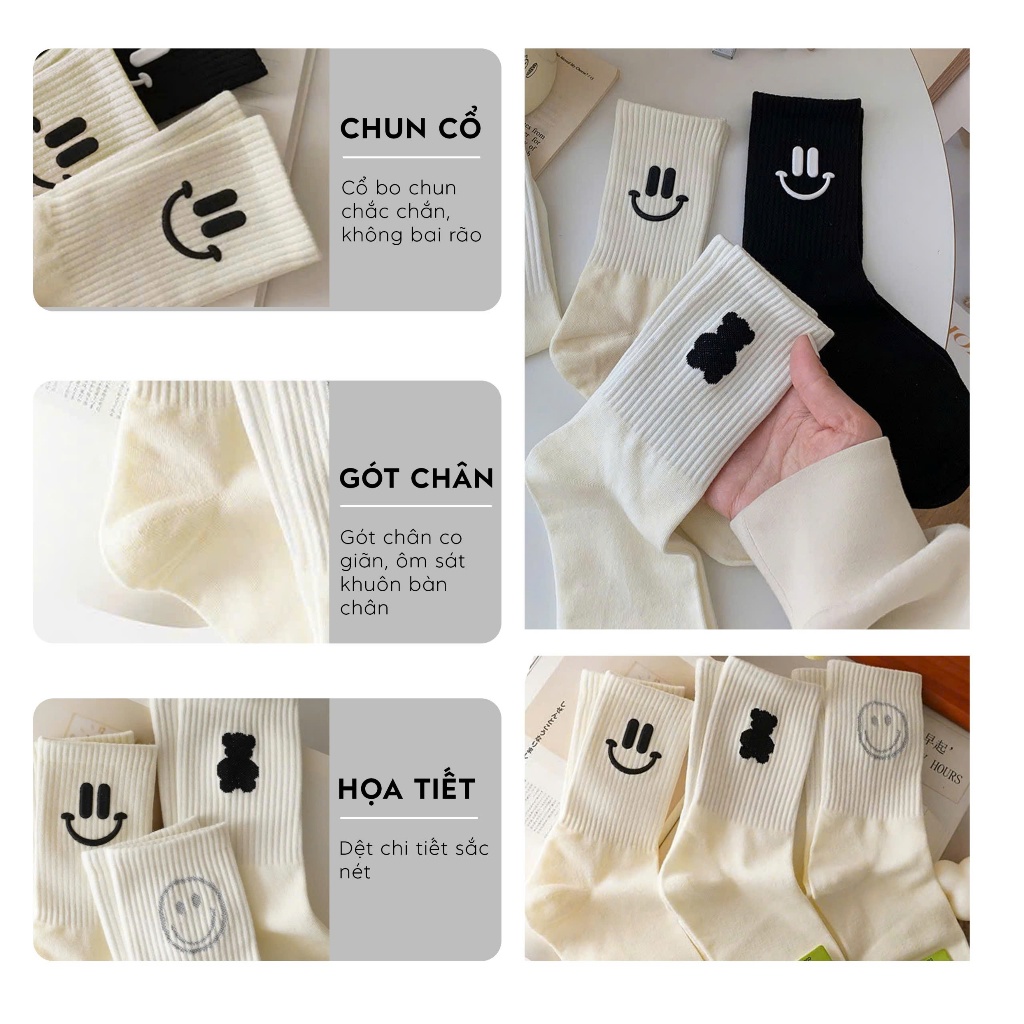 Tất vớ cổ cao phong cách unisex basic, chất liệu cotton co giãn 4 chiều thoáng khí - Ekiu Shop