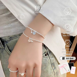 Vòng Tay Nữ Bạc 925 PJN Charm Hoa Hạt Xinh Xắn 2 Màu, Phù Hợp Với Mọi Phong Cách Thời Trang VT04