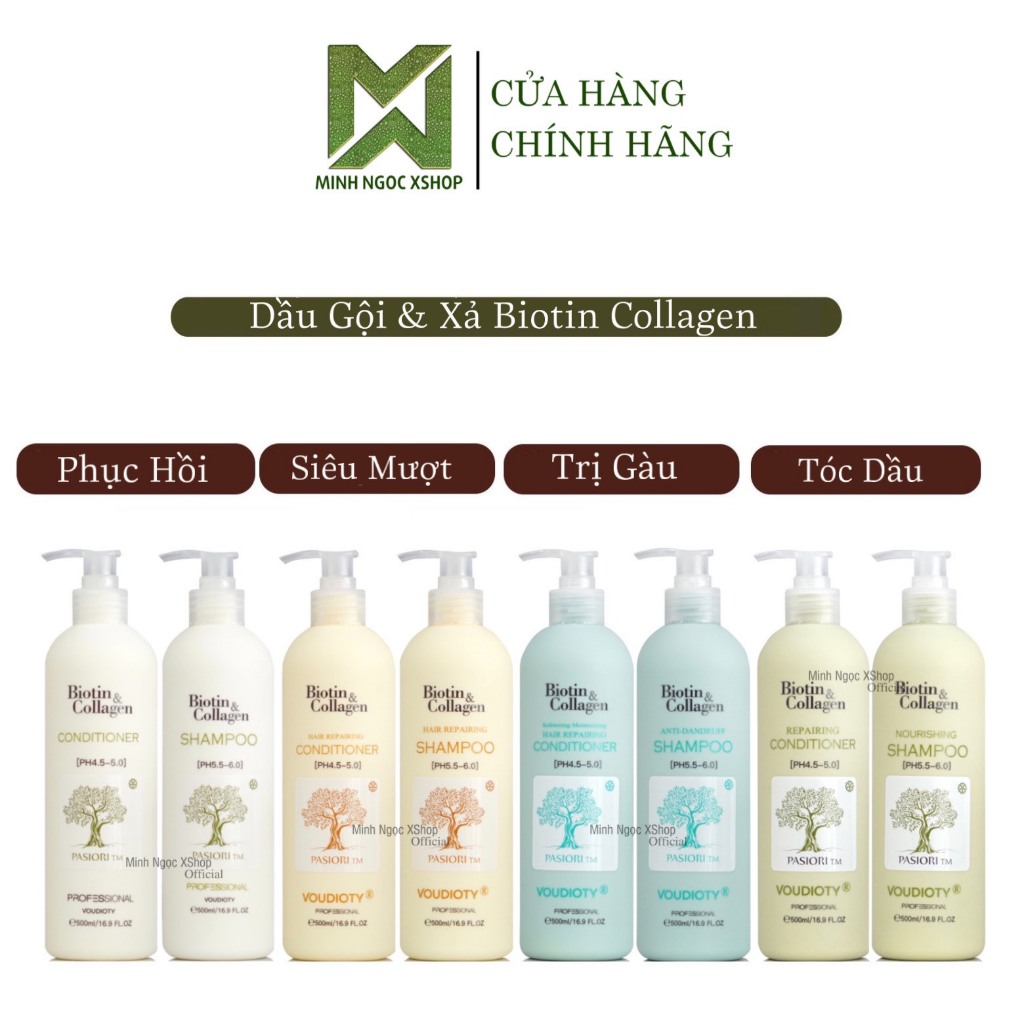 Ảnh Dầu gội xả Biotin Collagen Voudioty 500ML - 1000ML chống rụng tóc, phục hồi , giảm gàu, kiểm soát dầu 1