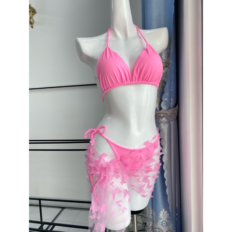 Bikini Tina Set 3 món tam giác phối khăn