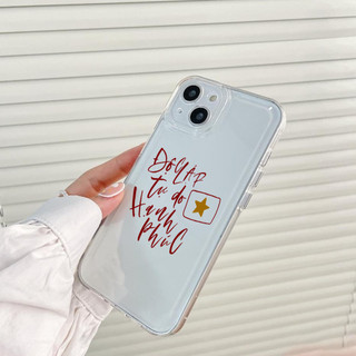 Ốp lưng iphone trong suốt siêu dày cạnh vuông Độc lập chữ đỏ 6/7/8/plus/x/xr/xs/11/12/13/14/15/16/pro max - sd2034