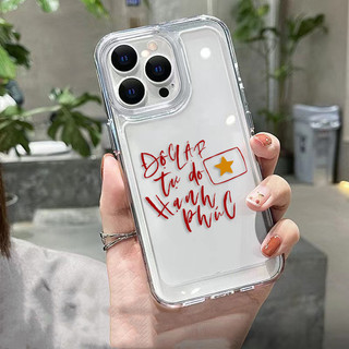 Ốp lưng iphone trong suốt siêu dày cạnh vuông Độc lập chữ đỏ 6/7/8/plus/x/xr/xs/11/12/13/14/15/16/pro max - sd2034