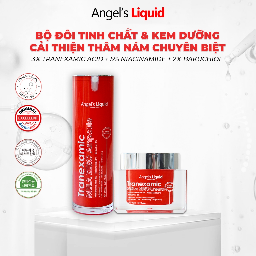 Ảnh Bộ Đôi Serum & Kem Dưỡng Cải Thiện Thâm Nám Chuyên Biệt Angels Liquid Tranexamic Acid Mela Zero (ĐỎ) 1