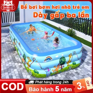 Bể bơi phao 3 tầng gấp gọn cho bé，đáy bể bơi 2 lớp chống trơn trượt hồ bơi bơm hơi