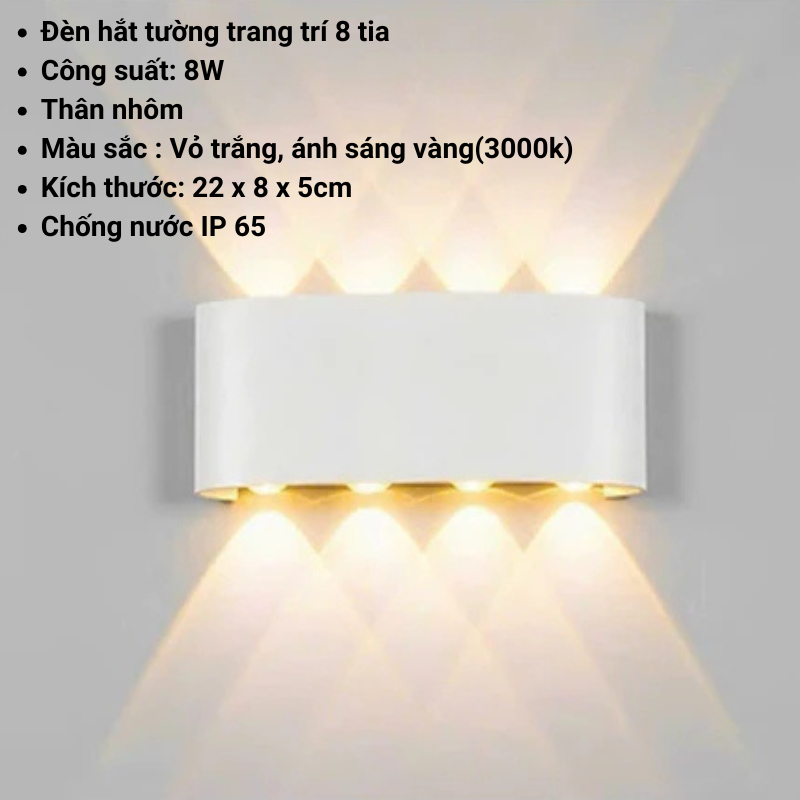 Đèn hắt tường 2 đầu 6w 8w Thiết Kế hiện đại Decor nhà cửa Trang trí Cầu thang Ban công Ngoài Trời IP65
