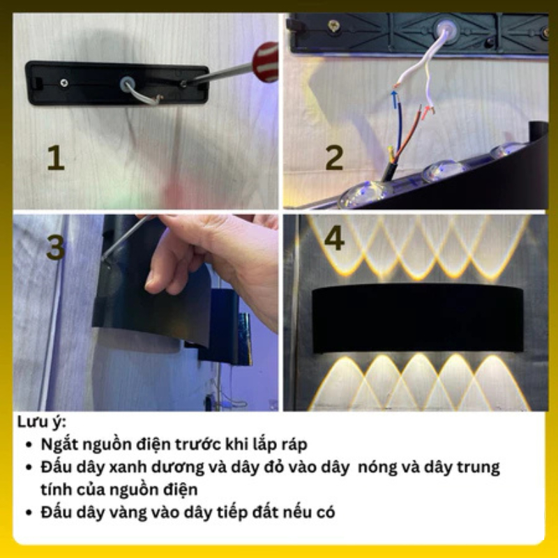 Đèn hắt tường 2 đầu 6w 8w Thiết Kế hiện đại Decor nhà cửa Trang trí Cầu thang Ban công Ngoài Trời IP65