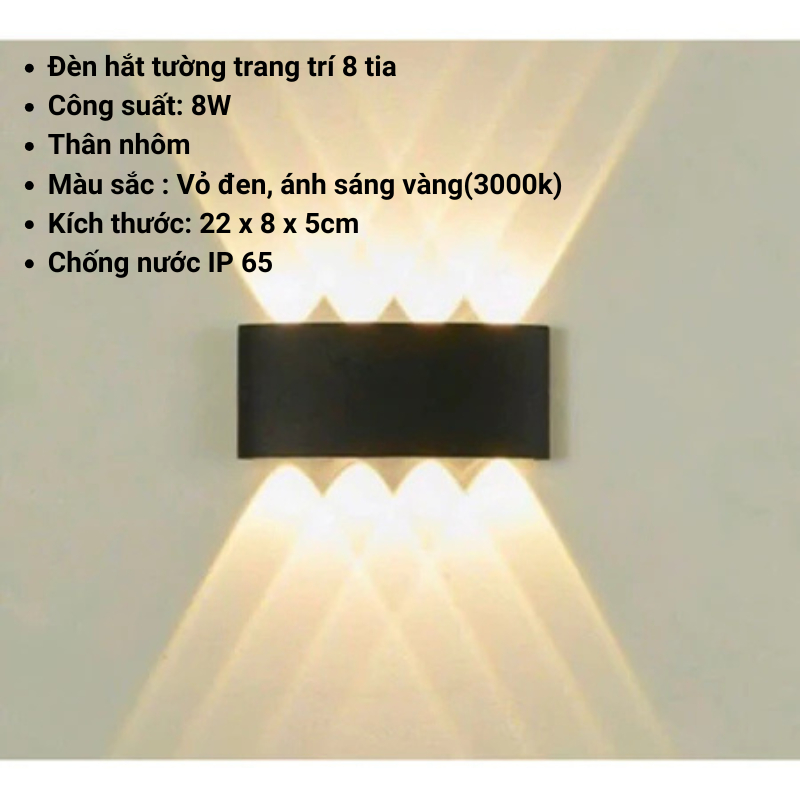 Đèn hắt tường 2 đầu 6w 8w Thiết Kế hiện đại Decor nhà cửa Trang trí Cầu thang Ban công Ngoài Trời IP65