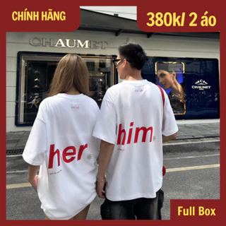 Áo thun cặp đôi nam nữ couple Circle Her Him Intimate Studio unisex form rộng cotton có box tặng quà