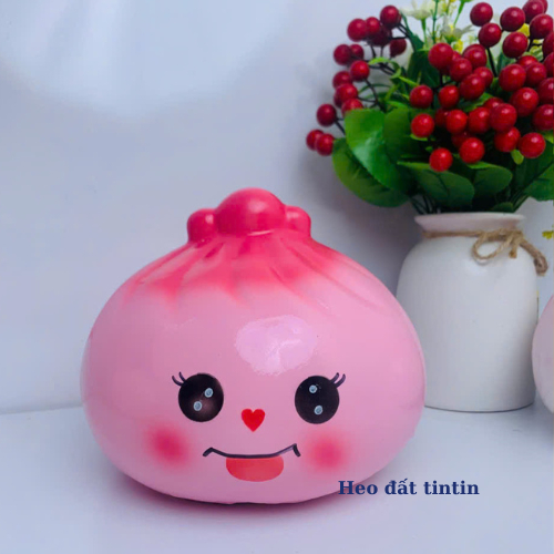 Heo đất tiết kiệm Heo Bánh Tiểu màn thầu(C14xD17xR17)-lợn đất lỗ tròn ống heo quà tặng,trang trí