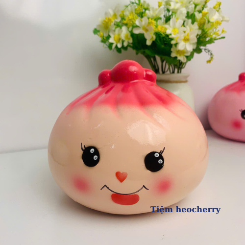 Heo đất tiết kiệm Heo Bánh Tiểu màn thầu(C14xD17xR17)-lợn đất lỗ tròn ống heo quà tặng,trang trí
