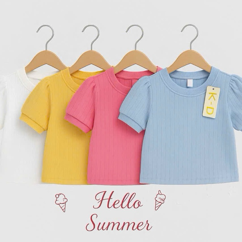 Áo Thun Bé Gái Tay Ngắn C3353 1-7 Tuổi Hàng Xuất Khẩu Cotton Mềm Thoáng Mát Nhiều Màu